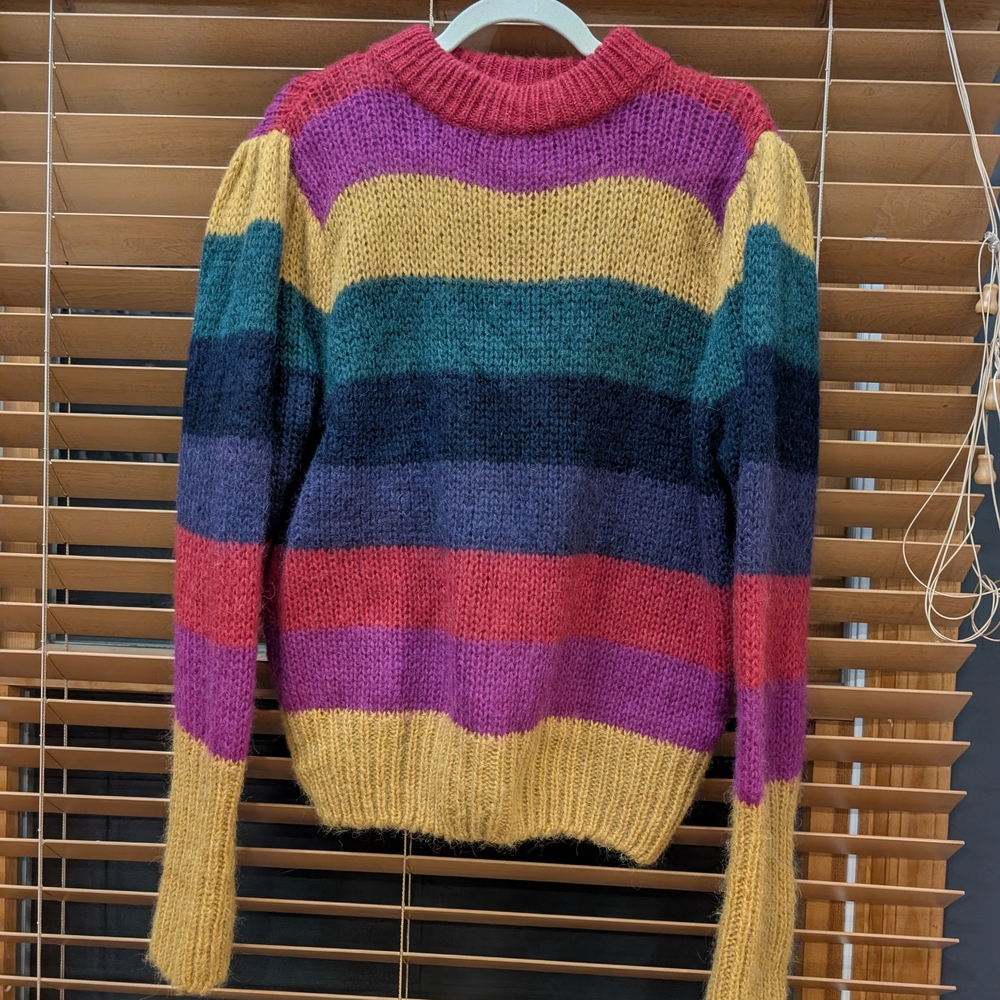 Women's Multicolor Stripe Crewneck Sweater